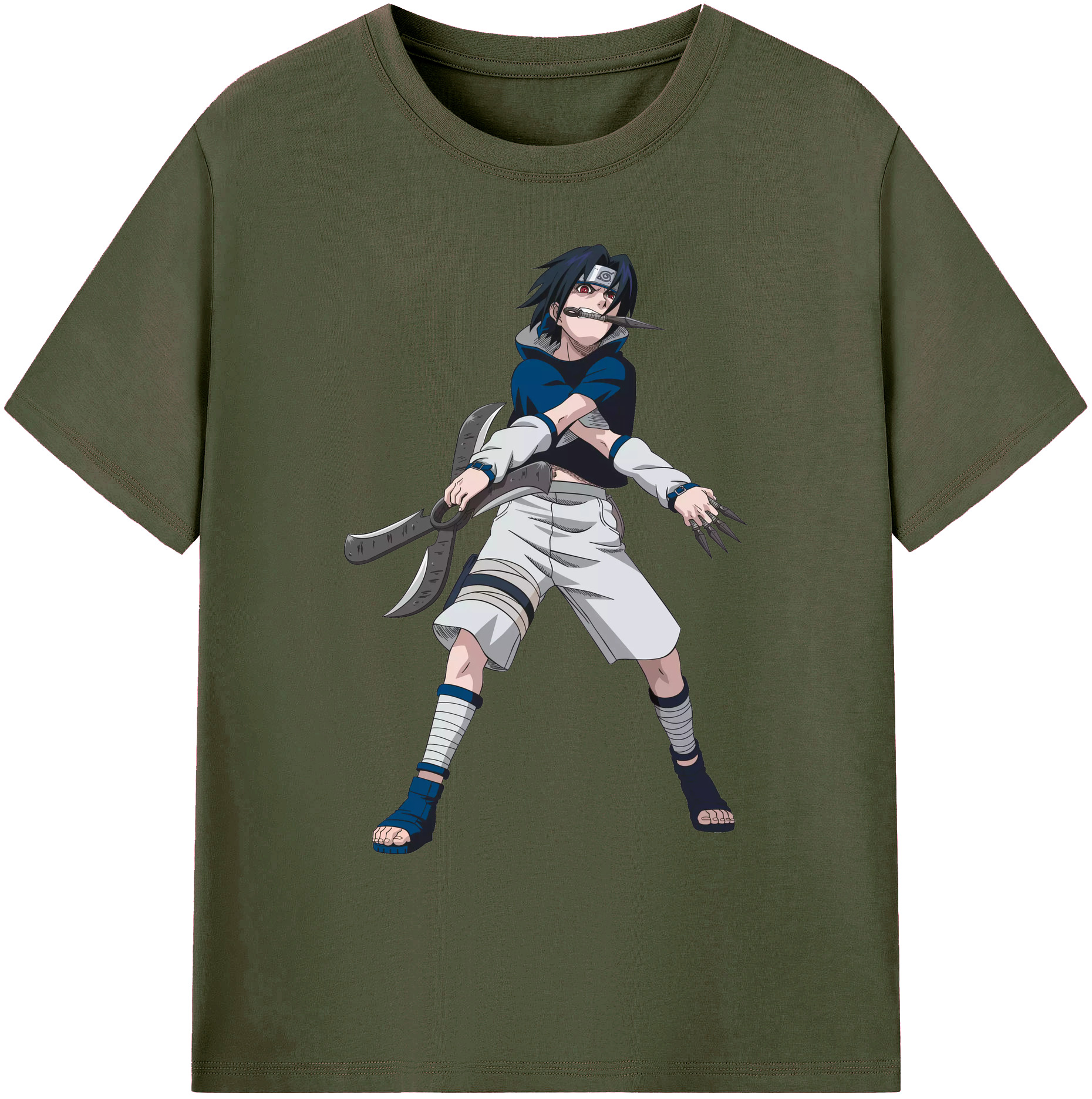 （画像用） NARUTO -ナルト- うちは サスケ Uchiha Sasuke 綿100％ メンズ半袖Tシャツ｜肌触りやわらか＆通気性